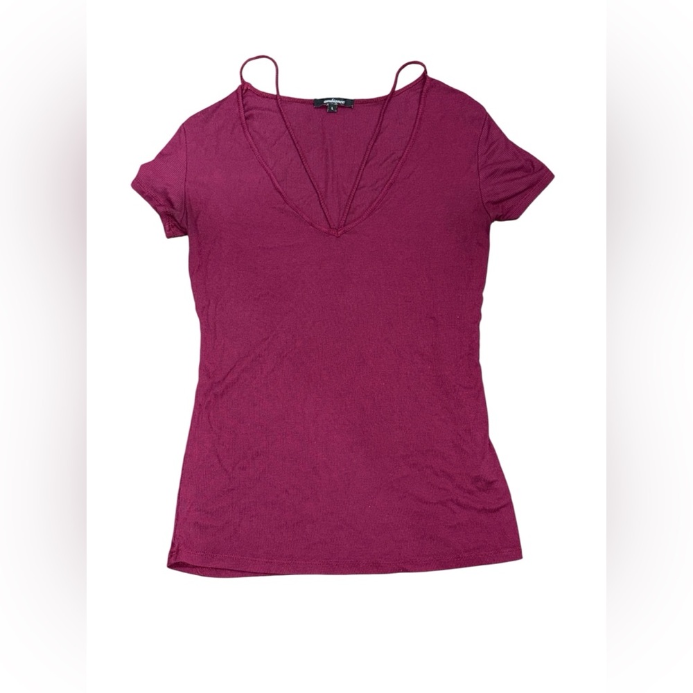 210. Ambiance Women's Short Sleeve V-Neck Tee in Berry
